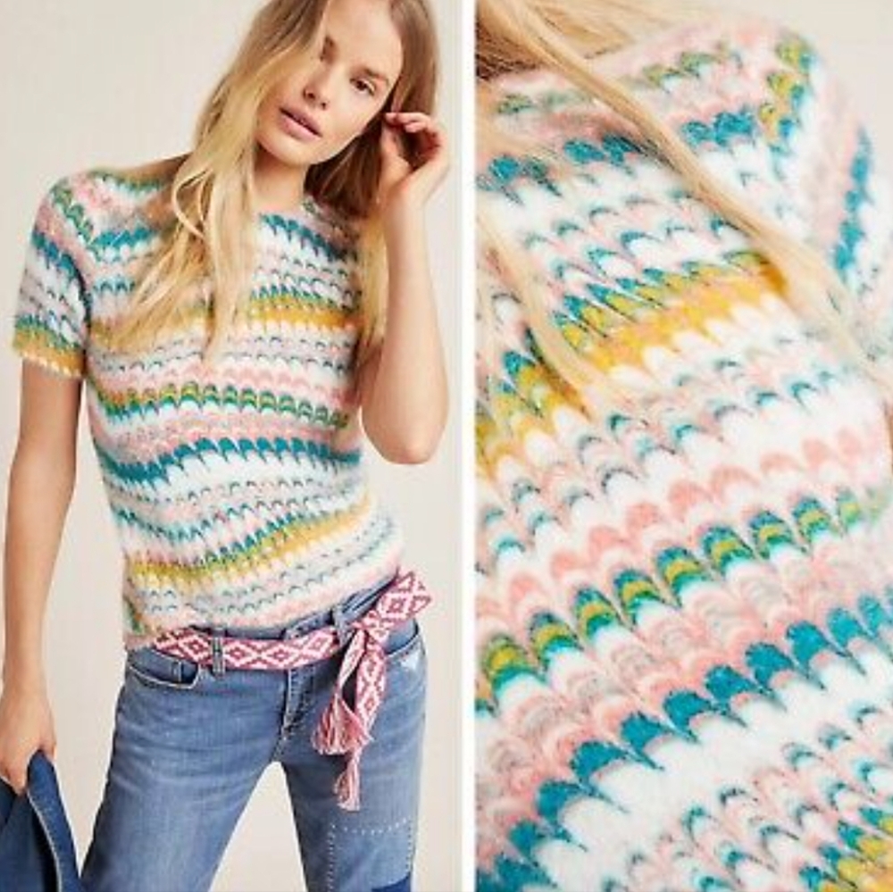 Colourful ZigZag Striped Anthropologie Sweater